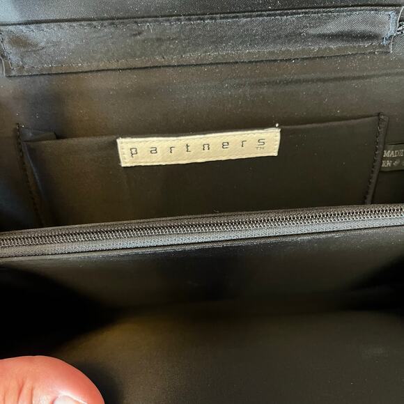 Partners Black Satin Evening Purse Handbag Clutch Hideaway Strap Small - Picture 9 of 13